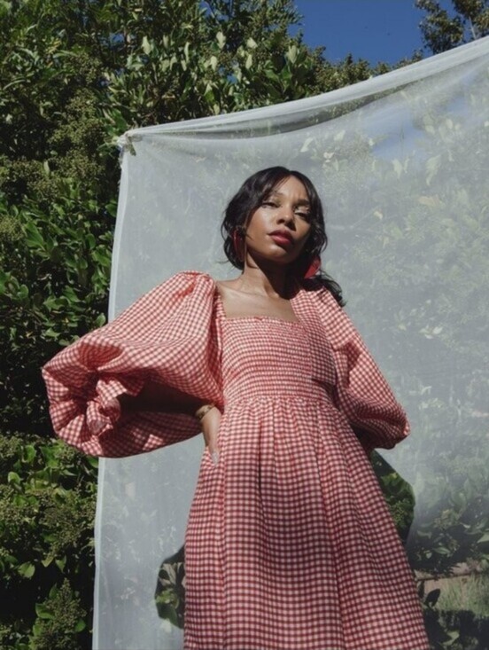 Sleeper Dresses & Skirts - Sleeper 100% linen red gingham Atlanta dress with puff sleeves, small